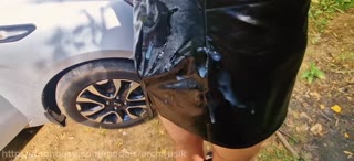 Pounding Cute Twink in Skirt Roadside, Bareback Taxi Slam — Outdoor
